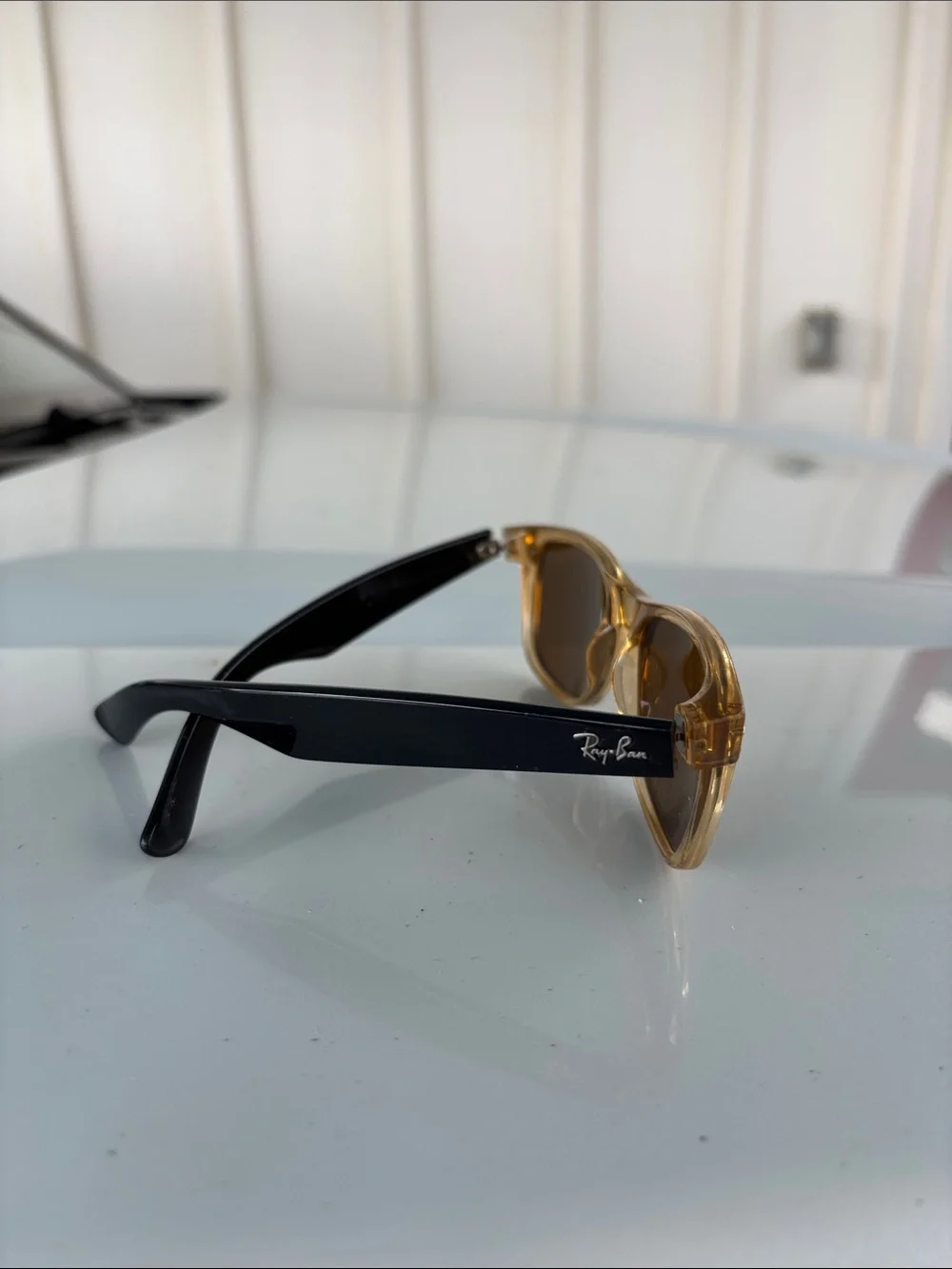 Ray-Ban Amber Translucent Wayfarer Sunglasses with Brown Lenses